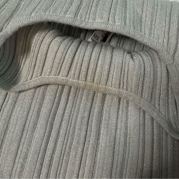 NWT Madewell Signature Shimmer Knit Cutaway Sweater Tank Silver Size L Ribbed - Picture 3 of 8